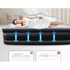 Opblaasbare matras 203 x 152 x 46 cm Zwart bed bed dubbel bewolkt