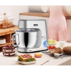 Robot de cocina Homlee 70 dB 1800 en 7.2 litros Mezclador planetario para pastel y crema con un tazón y puntas de acero grande