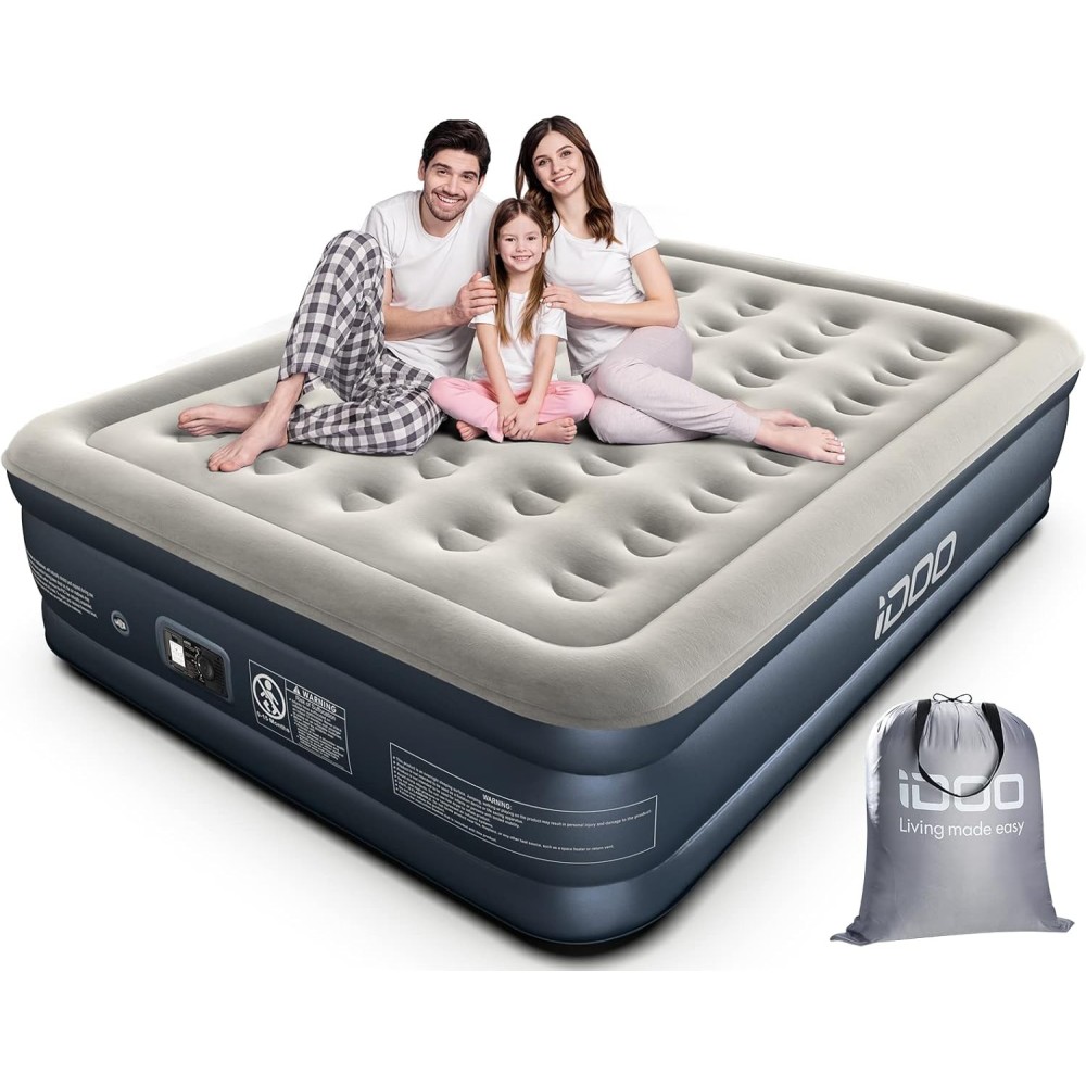 Lit de lit d'occasion Idoo King size I-C-020, 203x152x38 cm avec une pompe