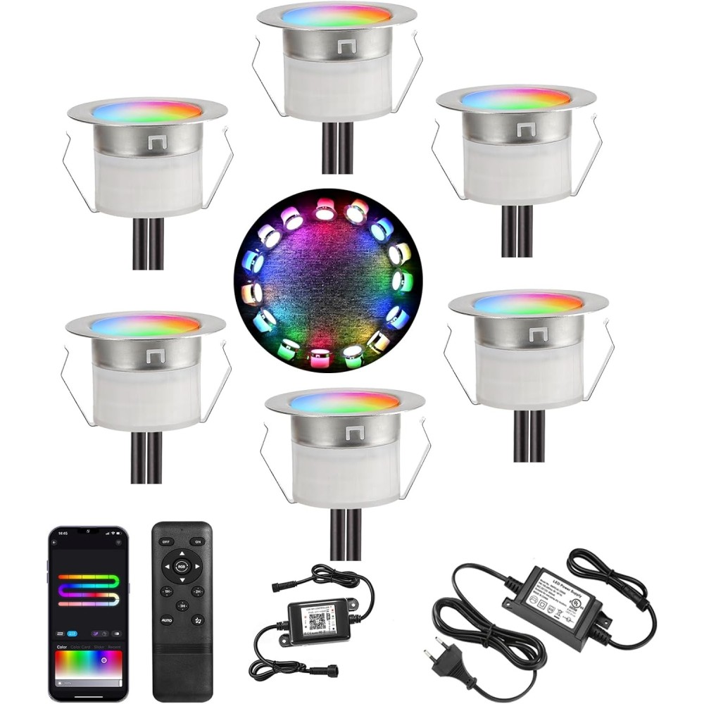 Forlygte Geyuey LED 31 mm, IP67, RGB + IC, musiksynkronisering, 6 varer.