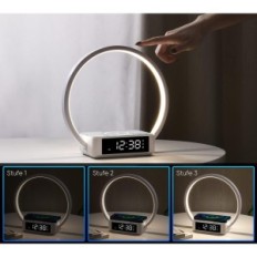 LED éjjeli lámpa 10 W, ébresztőóra, érintés, tompított, töltővel