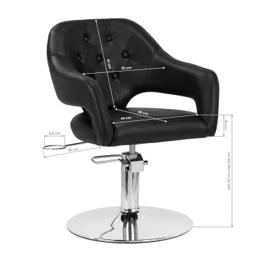 Fauteuil de coiffure Gabbiano Parma Noir — vue latérale