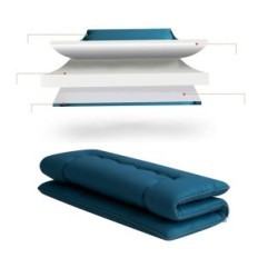 Yoshoot japansk futon, tyk madras med pude, 90x190 cm, blå