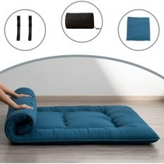 Yoshoot Japanse futon, dikke matras met kussen, 90x190 cm, blauw