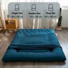 YOSHOOT futon japoński, gruby materac z poduszką, 90x190 cm, niebieski