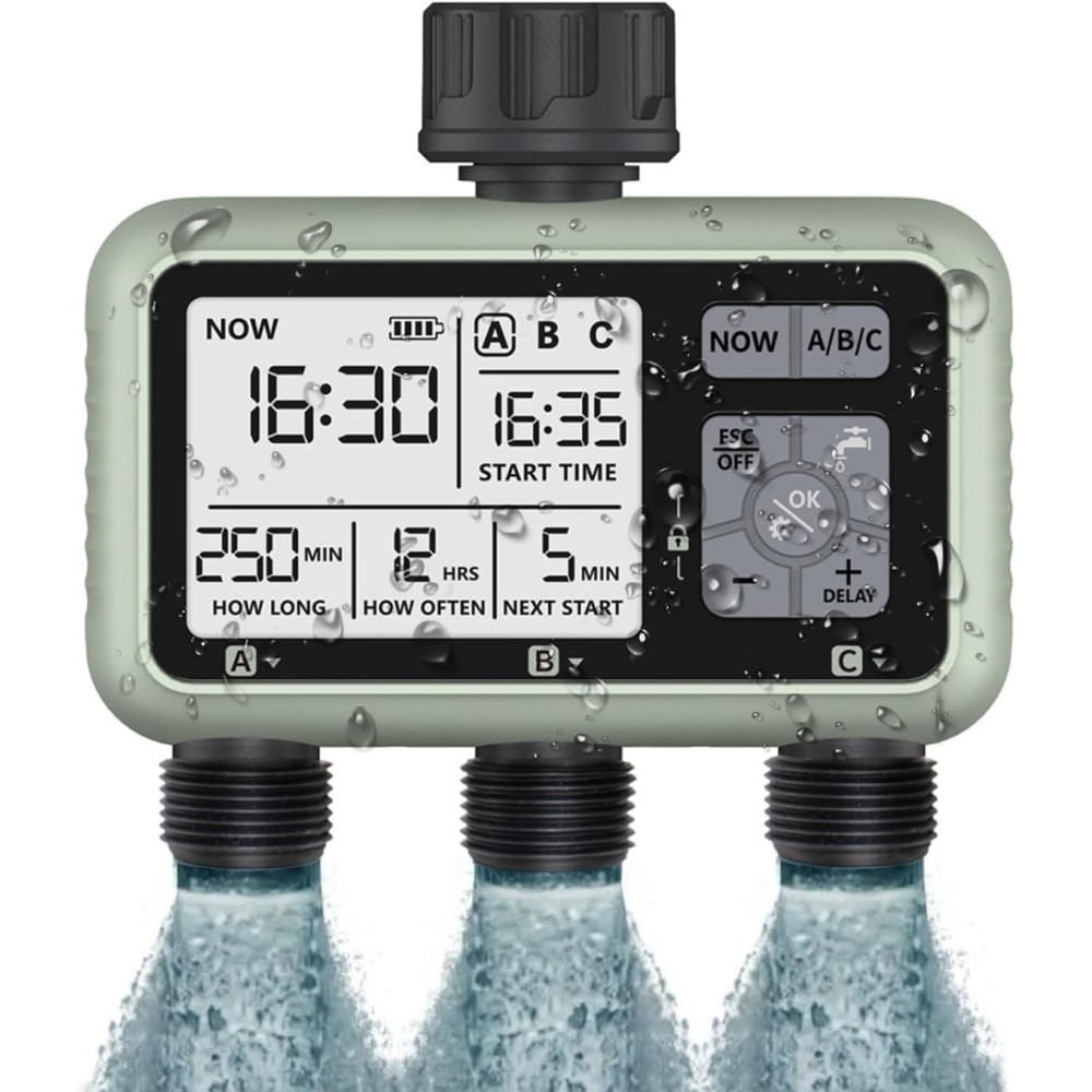 Timer Irrigation Johgeee 3 zoner, programmering, brugt