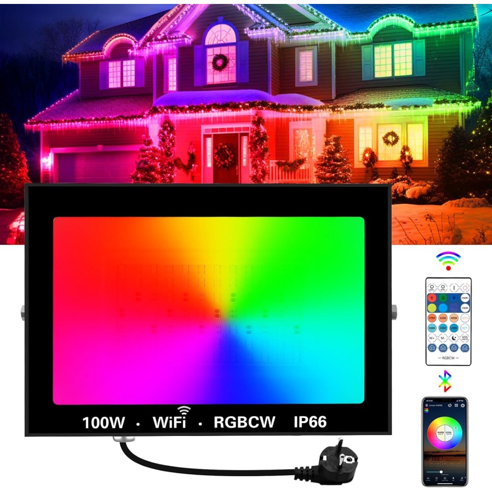 Prijenosna LED svjetiljka T-Sunus, 100W, WiFi, Bluetooth, IP66