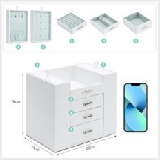 Jewelry Casket for Women Seelux, 5 Drawers, White