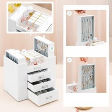 Jewelry Casket for Women Seelux, 5 Drawers, White