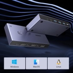 Lüliti KVM Ugreen CM695 DisplayPort 8k 4 USB-ga ja kaabli sadamaga