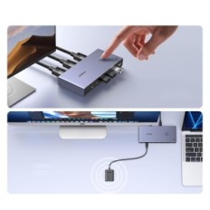 Kytkin KVM Ugreen CM695 DisplayPort 8k 4 USB- ja kaapeliporttien kanssa