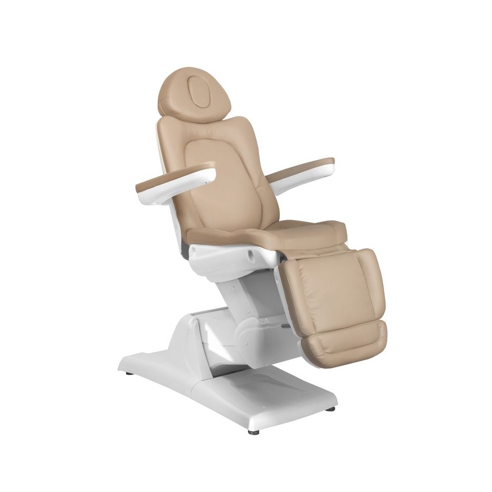 Elektrische cosmetische stoel Azzurro 870 3 motoren cappuccino — zijaanzicht
