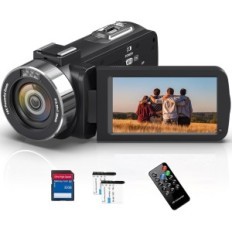 4k 44mp Videokamera mit Nachtsicht und 18x Zoom, 2 Batterien