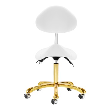 Tabouret Cosmétique Giovanni 1004 Blanc à Base Dorée — vue de face