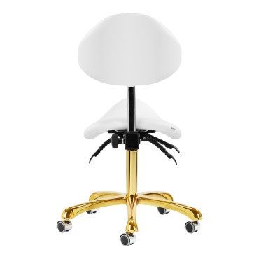 Tabouret Cosmétique Giovanni 1004 Blanc à Base Dorée — vue de face