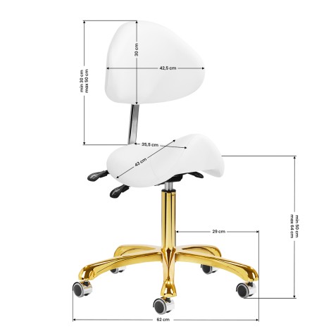 Tabouret Cosmétique Giovanni 1004 Blanc à Base Dorée