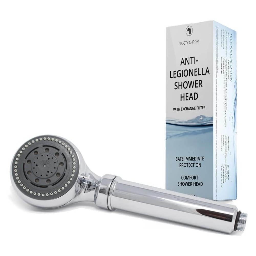 Sanquell shower head, 5 settings, 1/2 inch, chrome