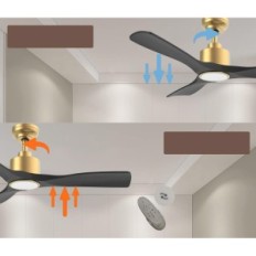 Black Ceiling Fan Ofantop, 20W, LED E27, WiFi, Bluetooth, 132 cm