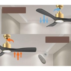 Juoda lubų ventiliatorius ofantop, 20W, LED E27, WiFi, Bluetooth, 132 cm