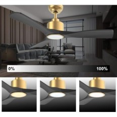 Černý stropní ventilátor Ofantop, 20W, LED E27, WiFi, Bluetooth, 132 cm