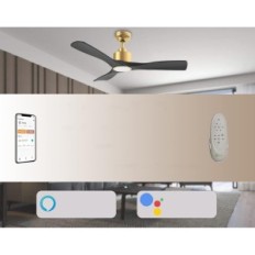 Musta kattotuuletin, 20W, LED E27, WiFi, Bluetooth, 132 cm