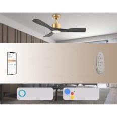 Ventilador de techo negro Ofantop, 20W, LED E27, WiFi, Bluetooth, 132 cm