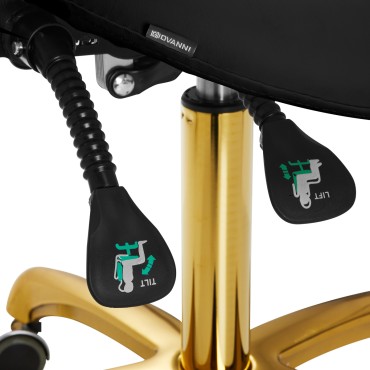Taburete cosmético Giovanni 1004 negro con base dorada — detalle de la base