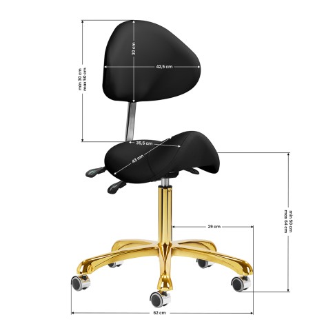 Kosmetikhocker Giovanni 1004 Schwarz mit goldener Basis