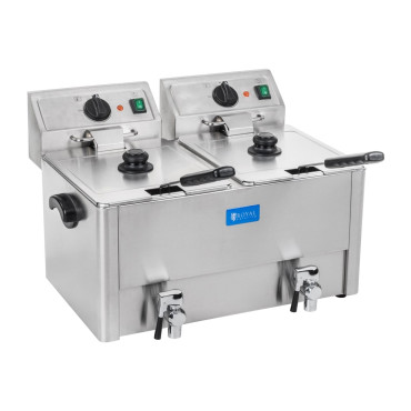 Duplo fritadeira elétrica com tapas de drenagem termostato ego 2x8l