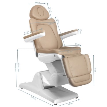 Electric cosmetic chair Azzurro 870 3 motors cappuccino — side view