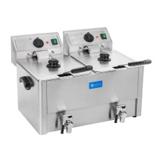 Duplo fritadeira elétrica com tapas de drenagem termostato ego 2x8l