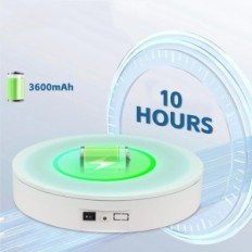 Baoshishan περιστροφικό τραπέζι, 35 cm, 60 kg, 3600mah, με τηλεχειριστήριο, λευκό