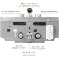 Aquecedor de água de fluxo de gás Braerainz 16L, 32kw, min 0,1bar, usado