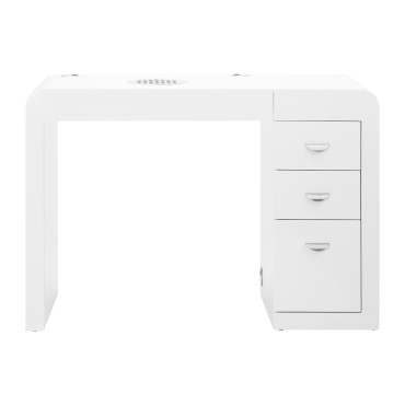 Bureau cosmétique Activeshop 312 blanc à gauche avec aspirateur intégré — vue de face