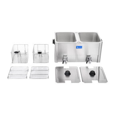 Duplo fritadeira elétrica com tapas de drenagem termostato ego 2x8l