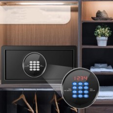 MeJasg Safe, 30 L, 37 x 42 x 20 cm, black metal safe with electronic lock for documents and valuables