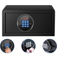 Mejasg széf, 30 l, 37 x 42 x 20 cm, fekete fém széf elektronikus zárral dokumentumok és értékek