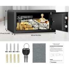 Mejasg Safe, 30 L, 37 x 42 x 20 cm, svart metall Sikkert med elektronisk lås for dokumenter og verdisaker