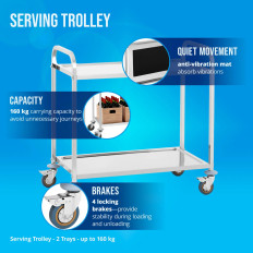 2-shelf stainless steel waiter cart