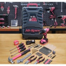 Hi-Spec DT30335Y 81 PCS που με ροζ τρυπάνι μπαταρίας 18V