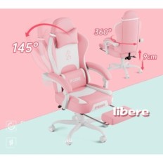 Silla de juegos PSK con adornos intercambiables, rosa y blanco, usado