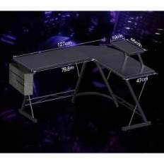 Datamaskin skrivebord L-formet tallerken, 127x127 cm, svart