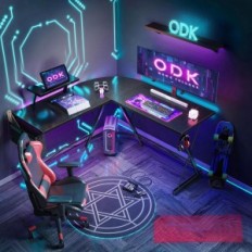 Computer Desk L-vormige schotel, 127x127 cm, zwart