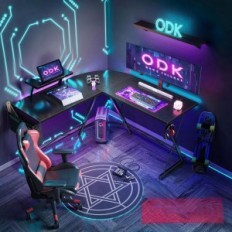 Mesa de computador em forma de l, 127x127 cm, preto