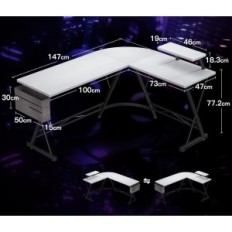 Bureau de santé avec support, en forme de L, 147x120 cm, blanc, utilisé