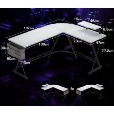 Bureau de santé avec support, en forme de L, 147x120 cm, blanc, utilisé
