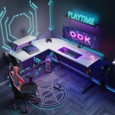 Helsesektoren med stativ, L-formet, 147x120 cm, hvit, brukt