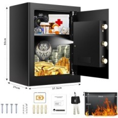 Brannbestandig Safe Mejasg 55 L med avtagbar hylle, 31 x 38 x 50 cm