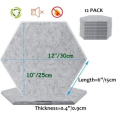 Panele Akustyczne SK Studio 30x25x1 cm Samoprzylepne Szare, 12 szt.