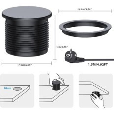 Dinolink, USB, USB-Tisch-Buchse, 1,5 m, schwarzes Kabel